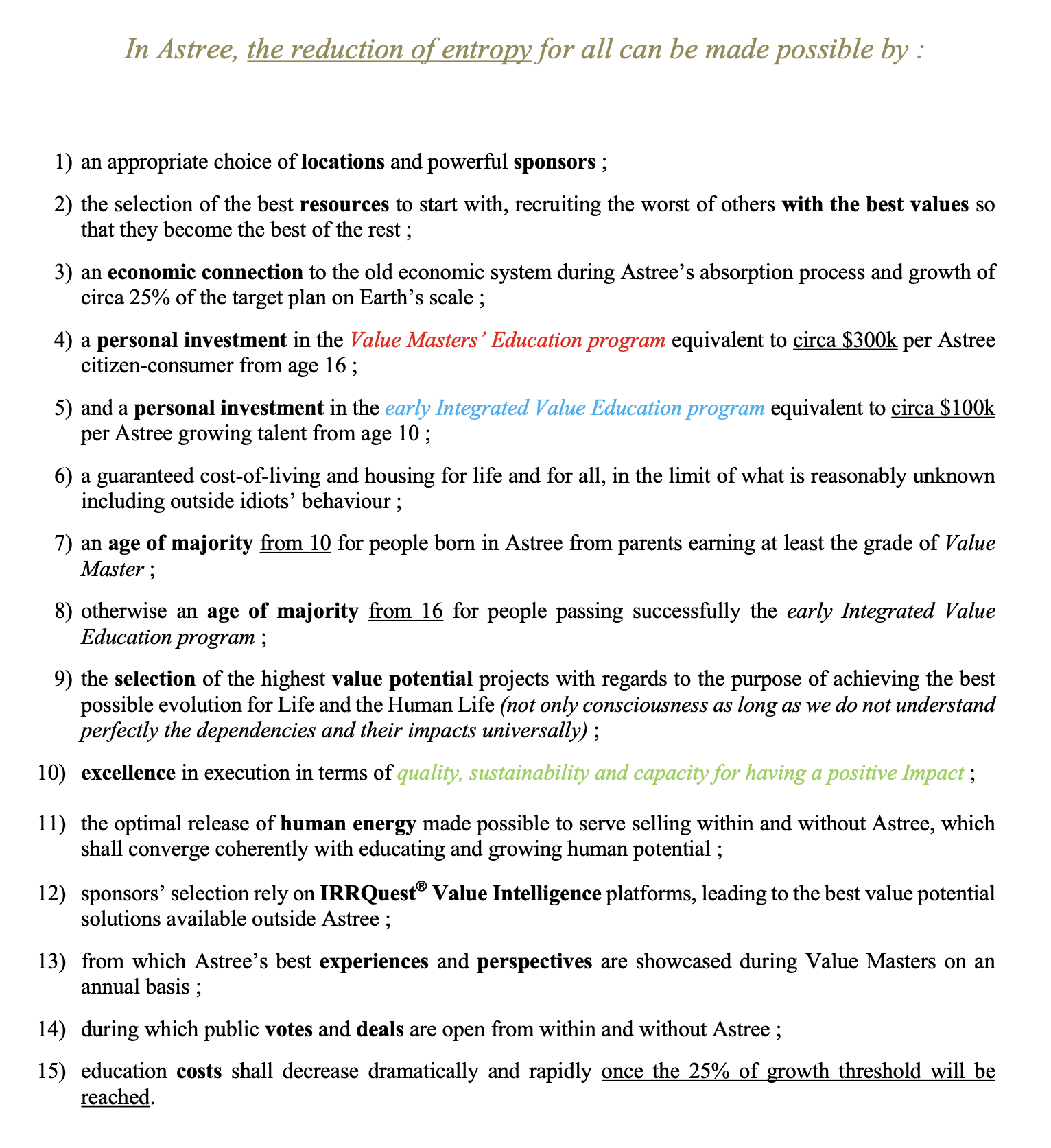 Astree's Commandments